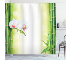 Orchids Bamboo Branches Shower Curtain