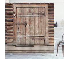 Timber Door Log House Shower Curtain