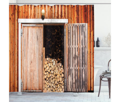 Barn with Firewood Rural Shower Curtain