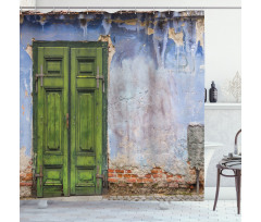 Colored House Old Door Shower Curtain