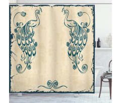 Vintage Peacock Bird Shower Curtain