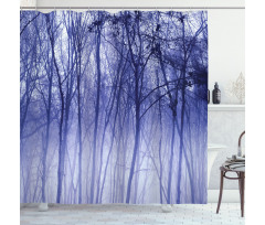 Winter Woodland Foggy Shower Curtain