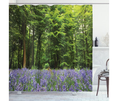 Bluebell Flowers Forest Shower Curtain