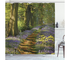 Path Between Bluebells Shower Curtain