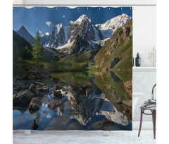 Pastoral Snowy Alps Shower Curtain