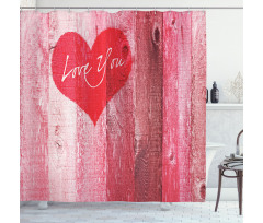 Heart on Wooden Board Shower Curtain