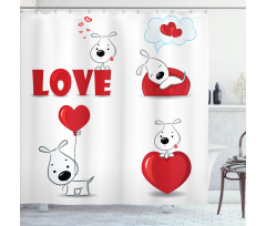 Funny Dog with Hearts Shower Curtain