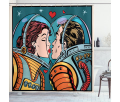 Cartoon Kiss in Space Shower Curtain