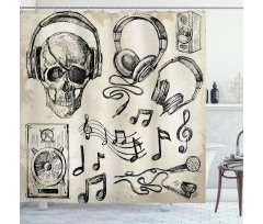 Music Hipster Skull Shower Curtain