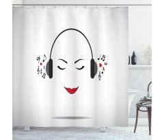 Lady Listening to Music Shower Curtain