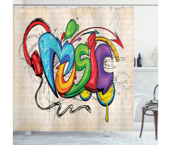 Music Graffiti Hip Hop Shower Curtain