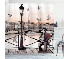Music Accordionist Paris Shower Curtain