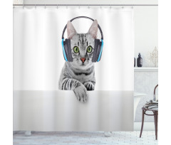 Animal Listening to Music Shower Curtain
