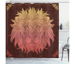 Lion Floral Ornate Art Shower Curtain