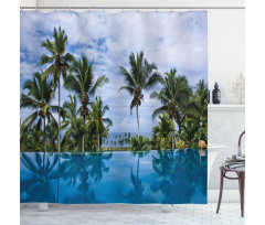 Infinity Pool Palm Shower Curtain