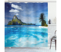 Ocean Mountain Palms Shower Curtain