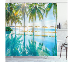Palm Tree Hotel Pool Shower Curtain
