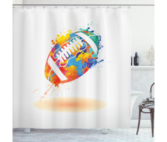 Rugby Ball Splash Effect Shower Curtain