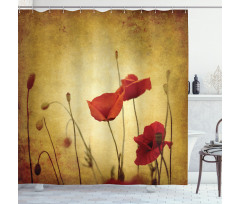 Poppy Flowers Bohemian Shower Curtain