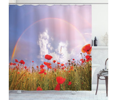 Poppy Flowers on Meadow Shower Curtain