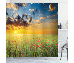 Sunset at Meadow Poppy Shower Curtain