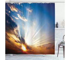 Sunbeams in Sky Scenery Shower Curtain