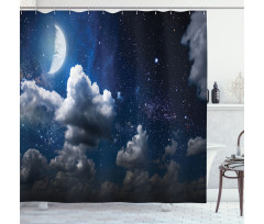 Moon Clouds Stars Night Shower Curtain
