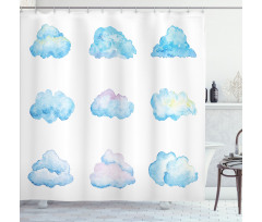 Cartoon Fluffy Clouds Shower Curtain