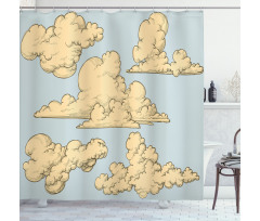 Cartoon Fluffy Clouds Art Shower Curtain