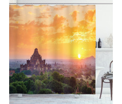 Building in Sunset Shower Curtain