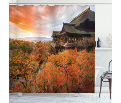 Japanese Building in Fall Shower Curtain