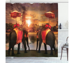 Sunset Animals Lake Shower Curtain