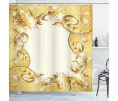 Golden Floral Ornament Shower Curtain