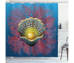 Coral Nautical Artwork Shower Curtain