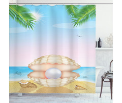 Shell on Sandy Beach Shower Curtain
