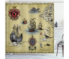 Antique Map Pirate Shower Curtain