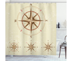Compass Nautical Retro Shower Curtain