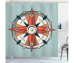 Cruise Compass Grunge Shower Curtain