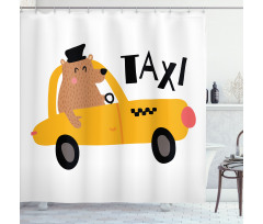 Taxi Duş Perdesi Çocuksu Grafik Tatlı Hayvancık Yazılı Desen