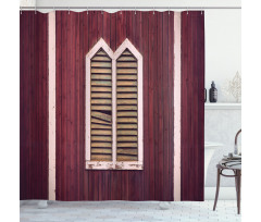 Retro Burgundy Shutters Shower Curtain