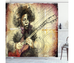 Guitar Virtoso Sketchy Shower Curtain