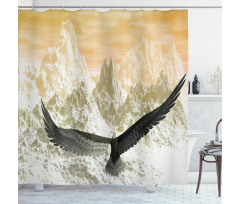 Eagle Flying Mountains Shower Curtain