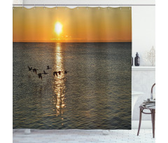 Geese Flying over Lake Shower Curtain