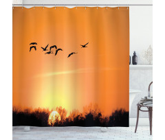 Migration Sunset Orange Shower Curtain