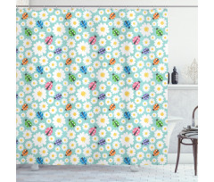 Daisies and Ladybugs Shower Curtain