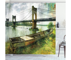 Bridge and Old Boat Shower Curtain