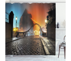 Old Town Bridge Night Shower Curtain