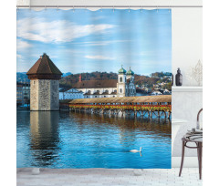 European Town Bridge Shower Curtain