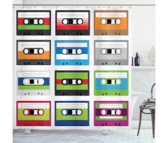 Retro Cassette Collage Shower Curtain