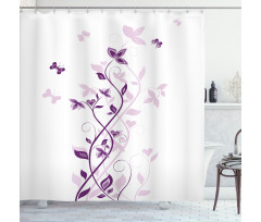 Violet Tree Blossoms Shower Curtain